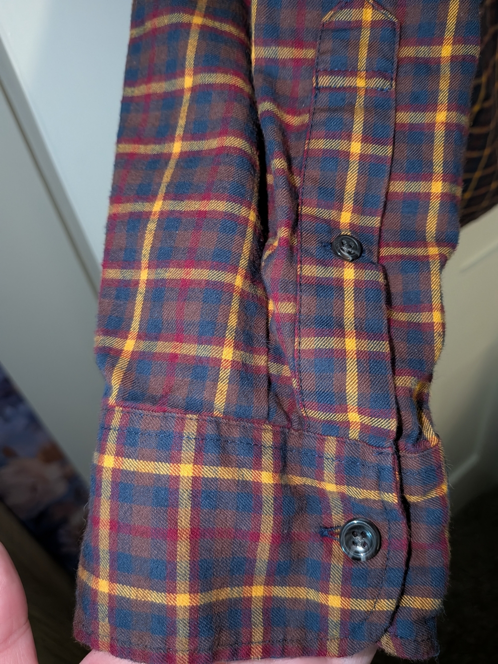 J. Crew Men’s Plaid Button-Down Shirt in Navy, Red, Yellow - Picture 4 of 5